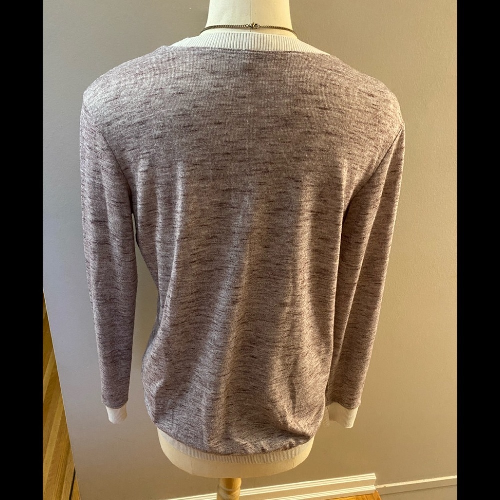 ARITZIA WILFRED Two-Toned Burgundy Heathered Jersey Knit Pullover. Size Small - Picture 2 of 7